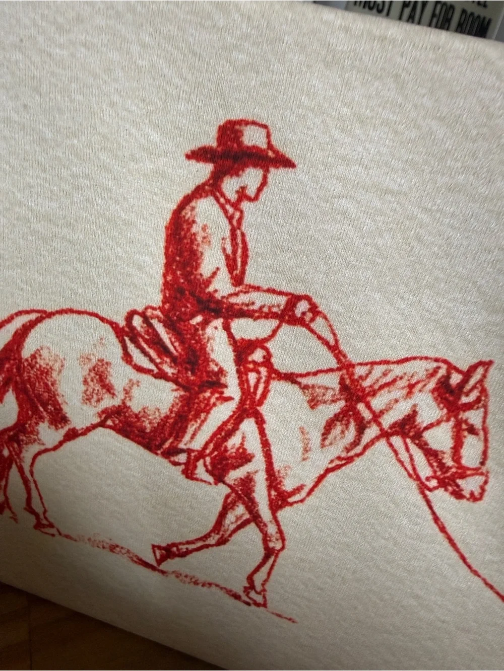 New Red illustrated Cowboy on Horse Wall Art Canvas 8x10” western decor